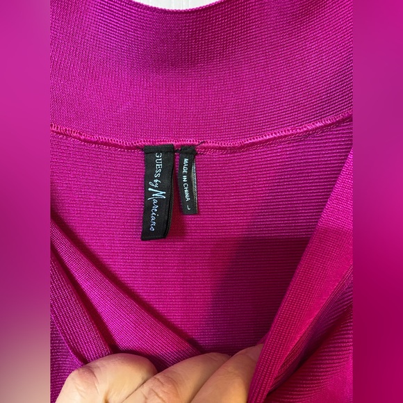 NWT Marciano magenta hot pink cocktail bandage bodycon off shoulder dress size L - Picture 5 of 5